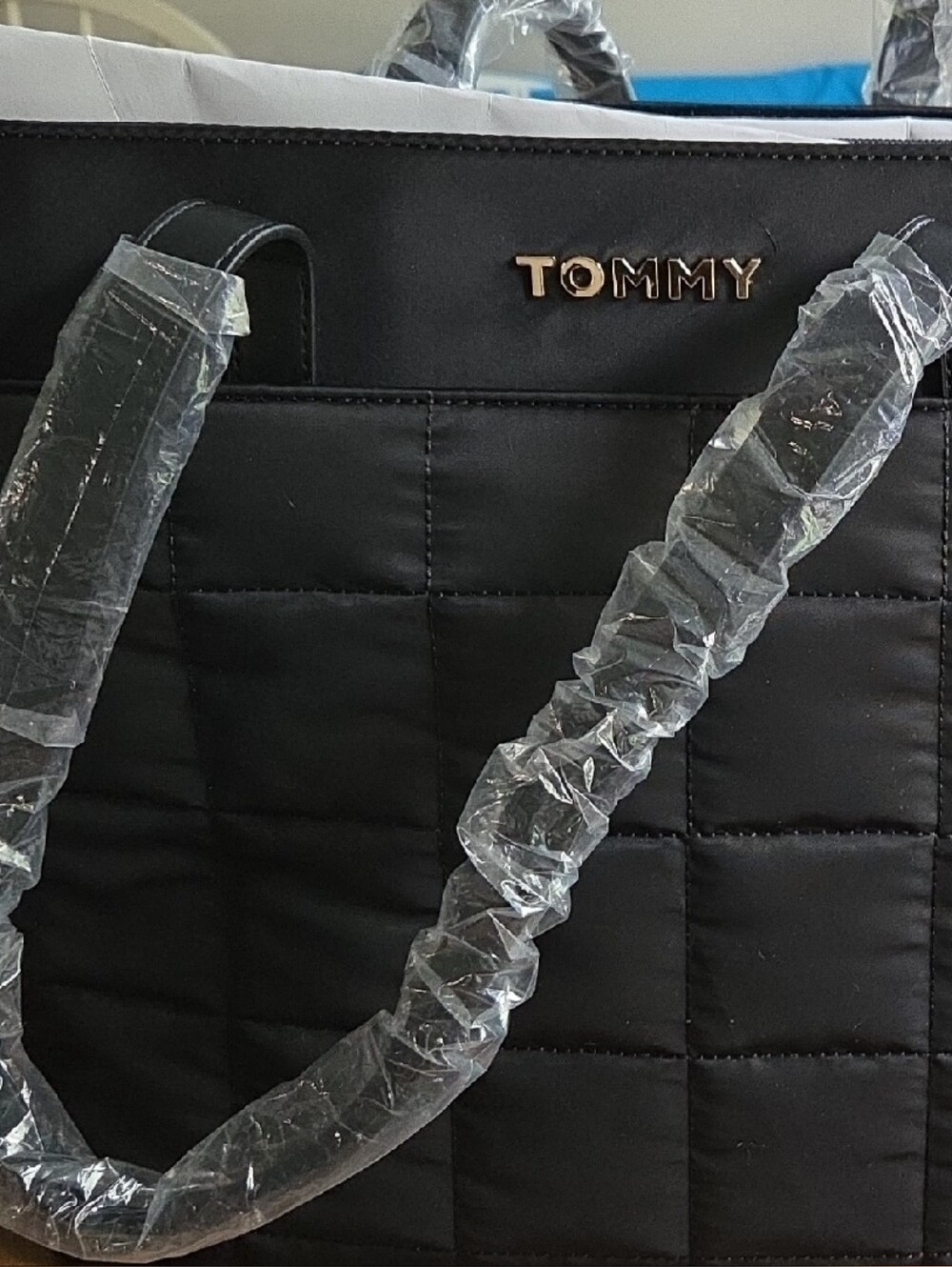 Tommy Hilfiger Black Quilted Laptop Tote